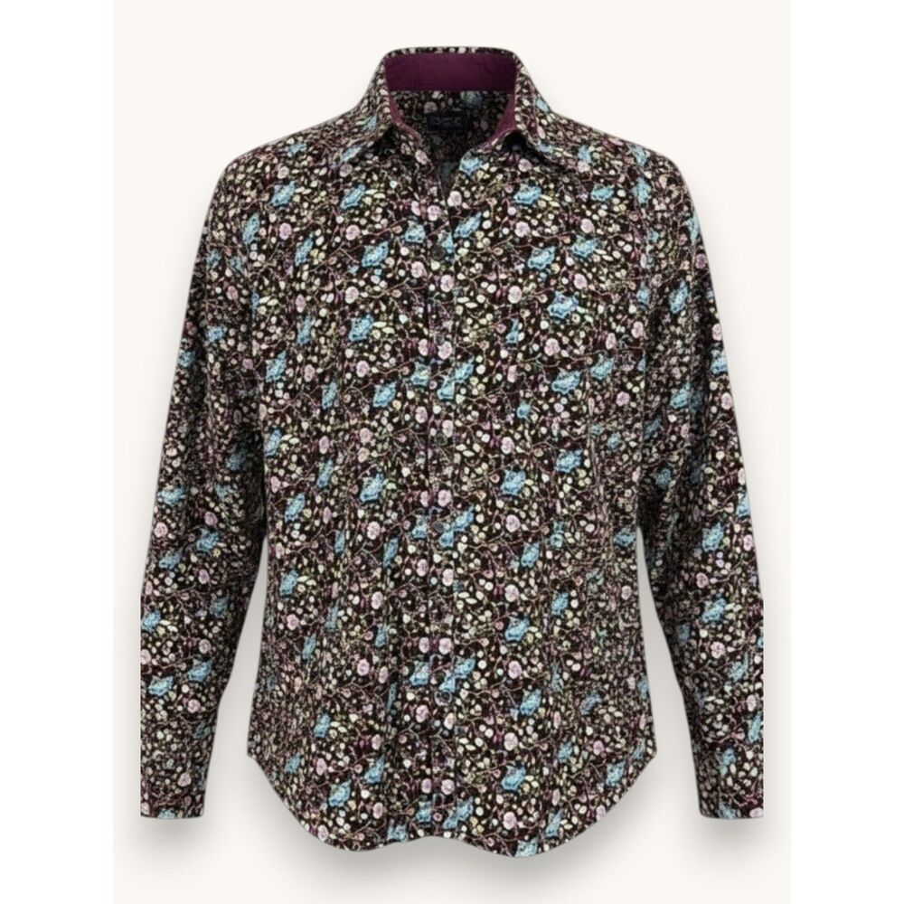 Eddie Bauer Floral Corduroy Blouse Women’s Western Boho Cottage L
